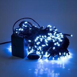 Гирлянда внутренняя нить 20 метров, 200 диодов, голубой (черный провод) 