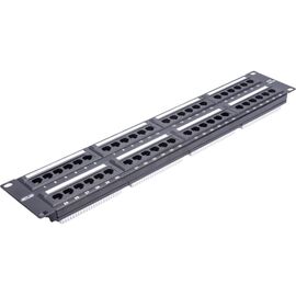  Патч-панель NETLAN EC-URP-48-UD2 в шкаф 19" 2U, порты 48 x RJ-45 кат. 5e, черный 